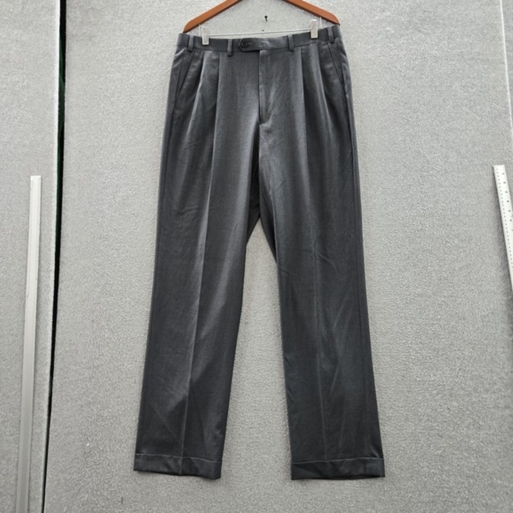 Lauren Ralph Men Pants 36W X 34L Gray Dress Pants Button 33" Inseam